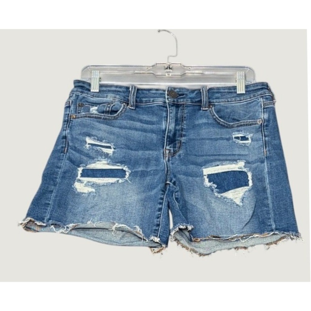 American Eagle Ne(x)t Level Stretch Distressed Denim Shorts Medium Wash Size 10